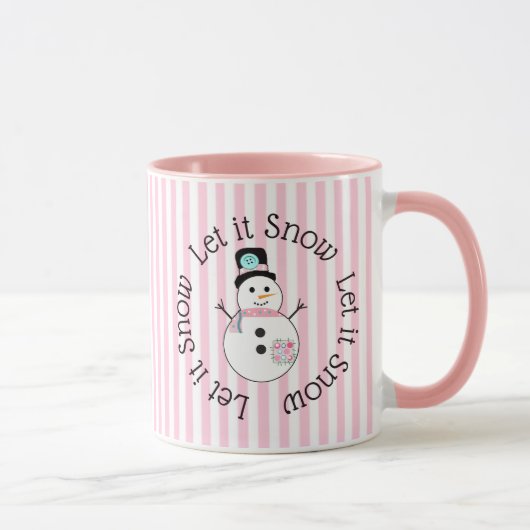 Laisser neiger rose bonhomme de neige Mug café de  (Droite)