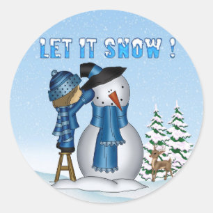 Laisser neiger Stickers ronds Snowman