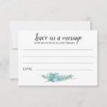 Laisser Un Message Botanique Verdure Conseil Maria<br><div class="desc">Ces élégantes cartes Leave a Message seront l'ajout parfait à votre réception de mariage comme alternative de livre d'or. Ce design combine écriture manuscrite et polices de caractères en noir, et se termine avec un bouquet succulent sur le fond. Il y a de la place pour que les invités puissent...</div>