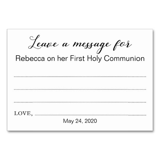Laisser Un Message Communion Baptême Carte Christe (Devant)