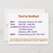 Laissez-le briller Christian Halloween Invitation (Dos)