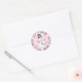 Laissez-le neige Snowman rose Stickers de Noël (Enveloppe)