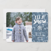 Laissez-le neige Wintry Blue Bokeh Carte photo (Devant)