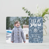 Laissez-le neige Wintry Blue Bokeh Carte photo (Debout devant)
