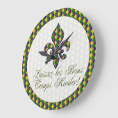 Laissez les Bons Temps Rouler ! Horloge Mardi Gras (Angle)