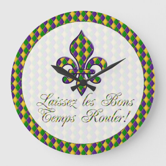 Laissez les Bons Temps Rouler ! Horloge Mardi Gras (Recto)