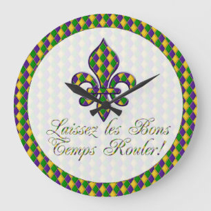 Laissez les Bons Temps Rouler! Mardi Gras Clock d1 Grote Klok
