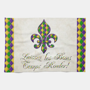 Laissez les Bons Temps Rouler Mardi Gras Fleur d1 Theedoek