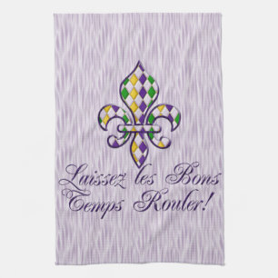 Laissez les Bons Temps Rouler Mardi Gras Fleur d2 Theedoek