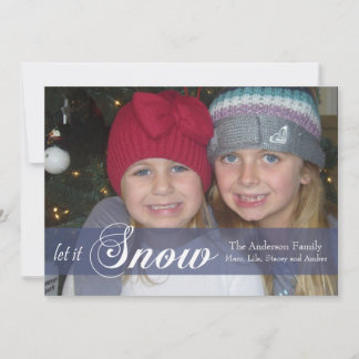 Laissez lui neiger carte photo de ruban - bleu