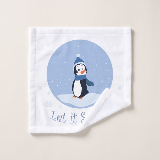 Laissez lui neiger ! (Pingouin) (Gant de toilette)
