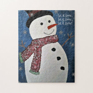 Laissez lui neiger puzzle de bonhomme de neige de