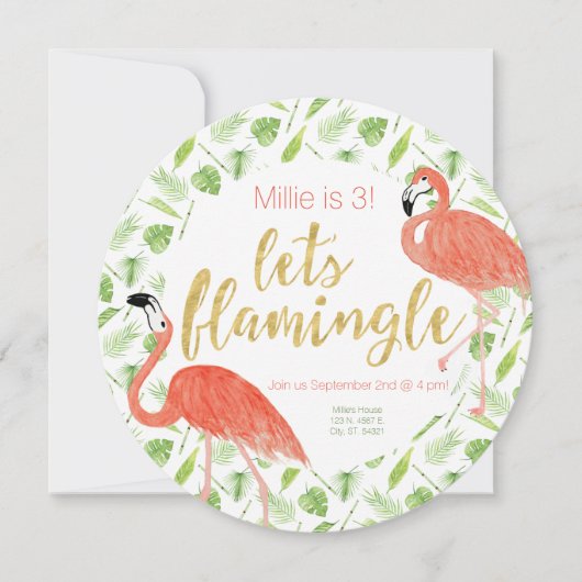 Laissez-nous invitation de partie de Flamingle - (Devant)