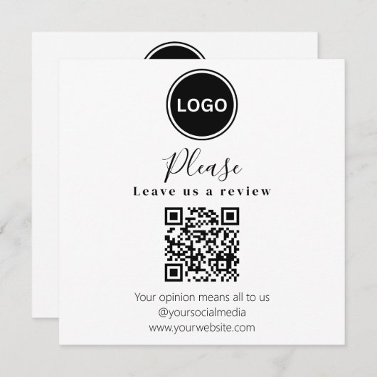 Laissez-nous un commentaire | Code QR Carte de vis (Devant / Derrière)