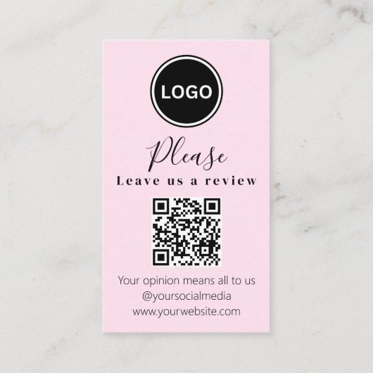 Laissez-nous un commentaire | Code QR Carte de vis (Dos)