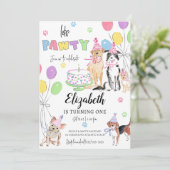 Laissons Pawty Chien première carte d'invitation d (Debout devant)