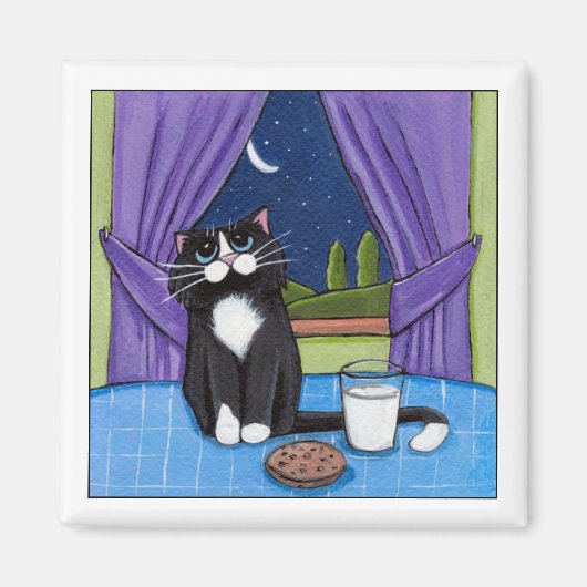 Lait et biscuit - Aimant de chat (Devant)