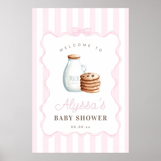 Lait et biscuits Affiche de bienvenue Baby shower (Devant)