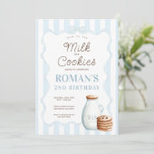 Lait et biscuits Bleu Invitation de fête d'anniver (Debout devant)