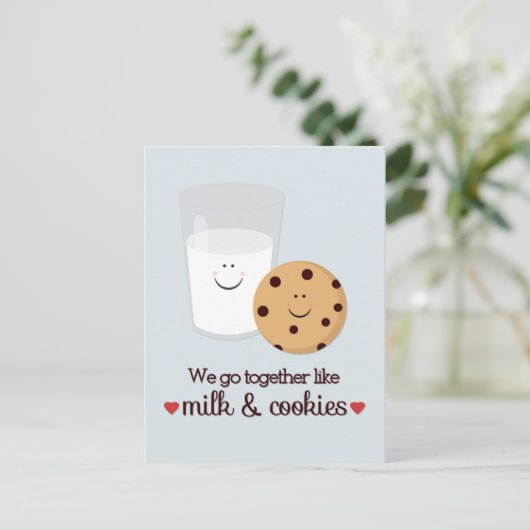Lait et biscuits Carte postale Saint-Valentin (Debout devant)