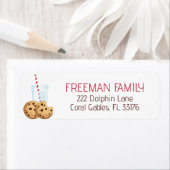 Lait et biscuits Étiquette de adresse de fête d'an (En situation)