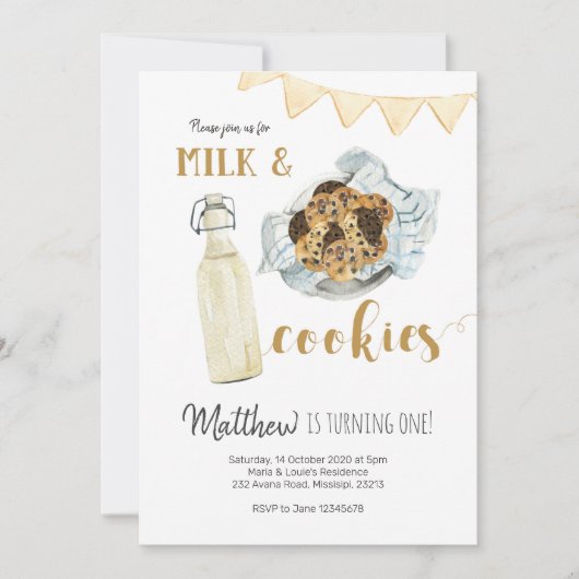 Lait et biscuits Invitation d'anniversaire (Devant)