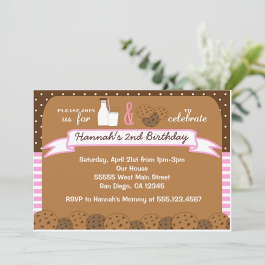 Lait et biscuits Invitations Fête d'anniversaire F (Debout devant)
