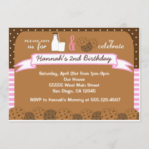 Lait et biscuits Invitations Fête d'anniversaire F