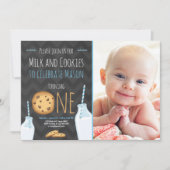 Lait et biscuits Premier anniversaire Invitation G (Devant)