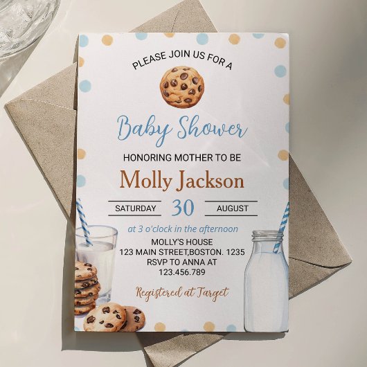 Lait Et Cookies Boy Baby shower Invitation