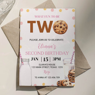 Lait Et Cookies Fille Invitation Anniversaire
