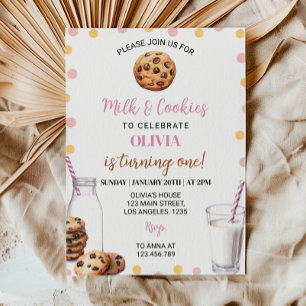 Lait Et Cookies Fille Première Invitation Annivers