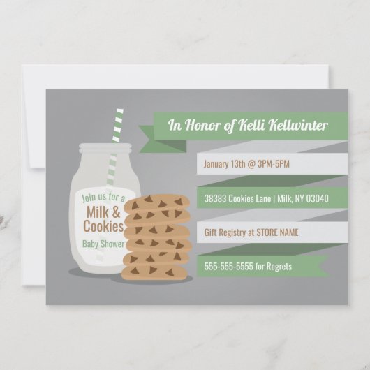 Lait vert moderne et biscuits Invitation rayée (Devant)