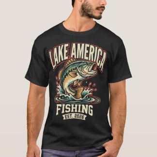 Lake America Vissen Gevestigd 2026 Vintage Baars T-shirt