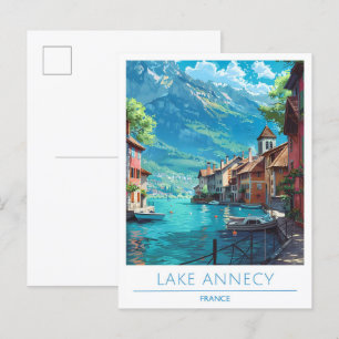Lake Annecy Frankrijk Vintage Travel Briefkaart
