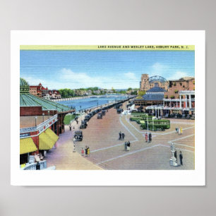 Lake Ave. en Wesley Lake, Asbury Park NJ  Poster