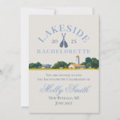 Lake Bachelorette Weekend Blue Nautical Route Kaart (Voorkant)