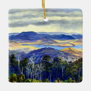 Lake Biwa, Japan, schilderij in fijne kunst, Keramisch Ornament