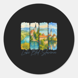 Lake Bled Slovenië Reis Trip Penseelstreek Souveni Ronde Sticker