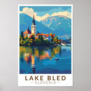 Lake Bled Slovenië Reiskunst Vintage Poster