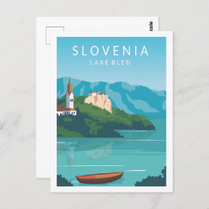 Lake Bled Slovenië Travel Place Illustratie Briefkaart