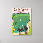 Lake Bled stijl reisposter Slovenië Canvas Afdruk (Voorkant)