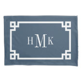Lake Blue Grieks Sleutel Monogram Standaard Kussen Kussensloop (Voorkant-Links)
