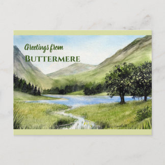 Lake Buttermere, Engeland Waterverf schilderij Briefkaart