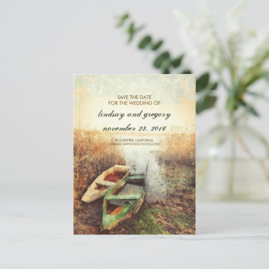 Lake Canoe Herfst Bewaar de datum Briefkaarten (Staand voorkant)