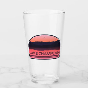 Lake Champlain New York Vermont Rode Zonsondergang Glas