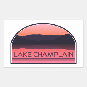 Lake Champlain New York Vermont Rode Zonsopgang Rechthoekige Sticker