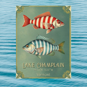 Lake Champlain Vermont New York nautische vis Briefkaart