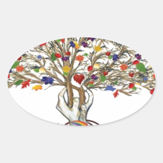 Lake Charles Pride Tree Ovale Sticker (Voorkant)