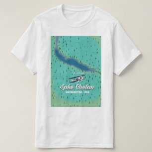 Lake Chelan Washington kaart T-shirt